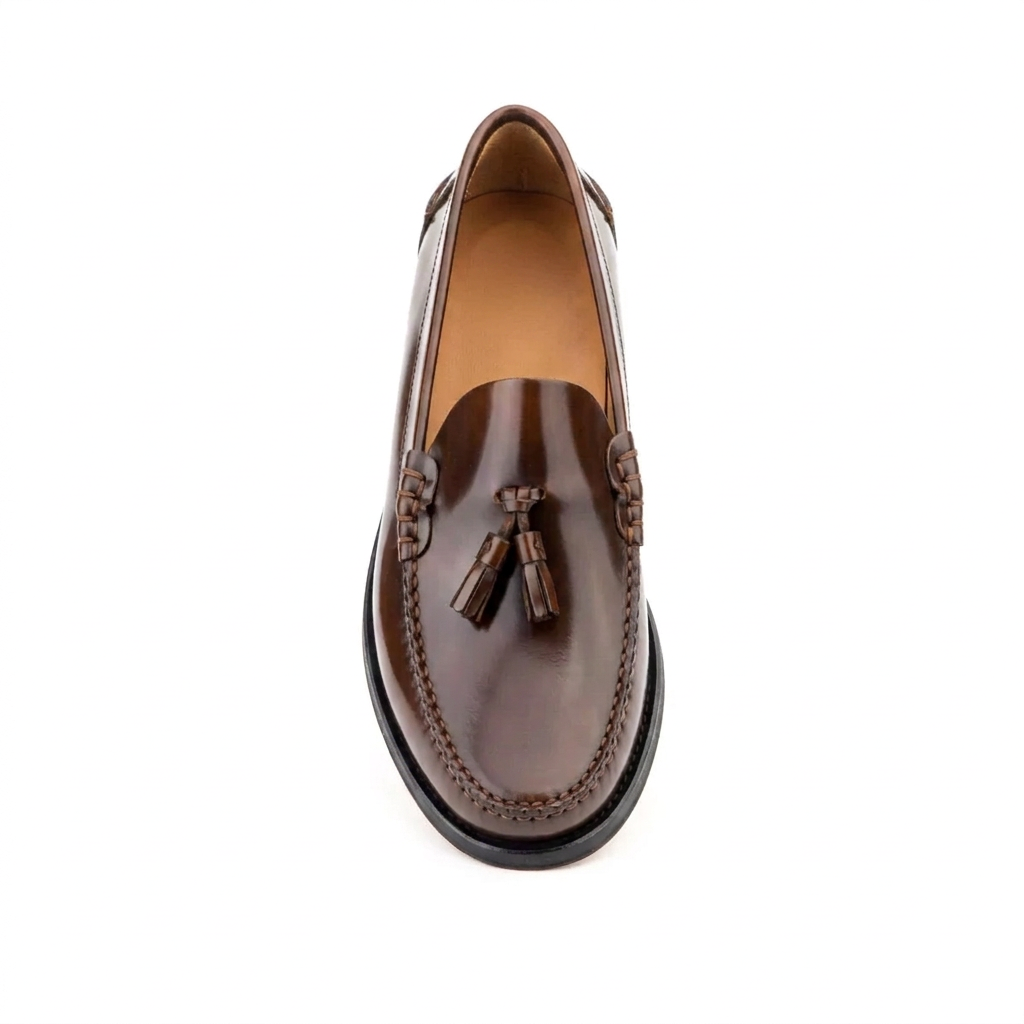 Zapato castellano con borlas de hombre marrón de piel