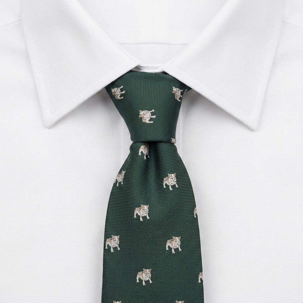 Corbata Bulldog Verde estilo camisa