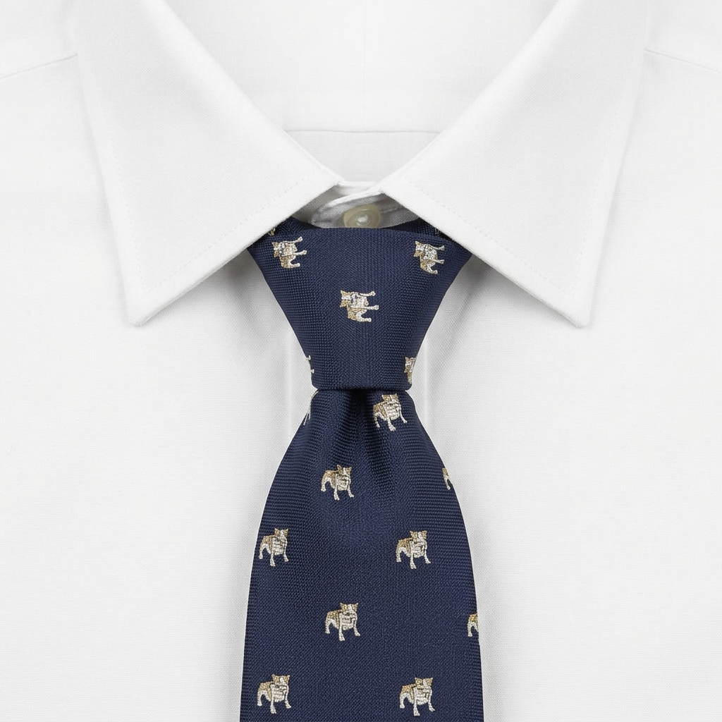 Corbata Bulldog Azul estilo camisa