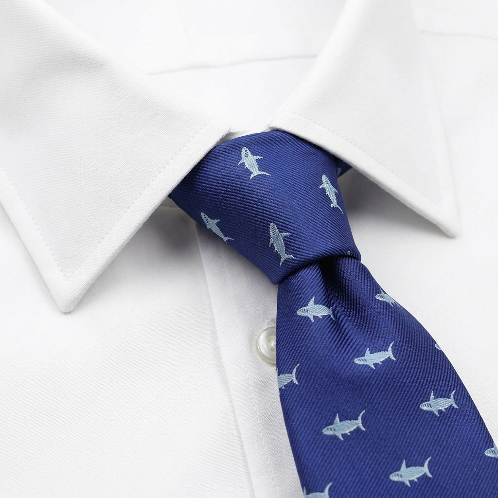 Corbata Shark Azul estilo camisa