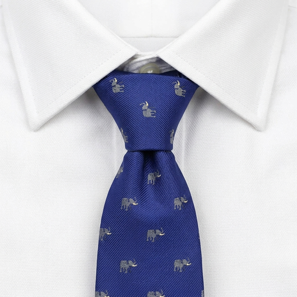 Corbata Elefantes Azul estilo camisa