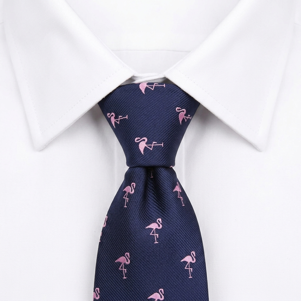 Corbata Flamencos Rosa estilo camisa
