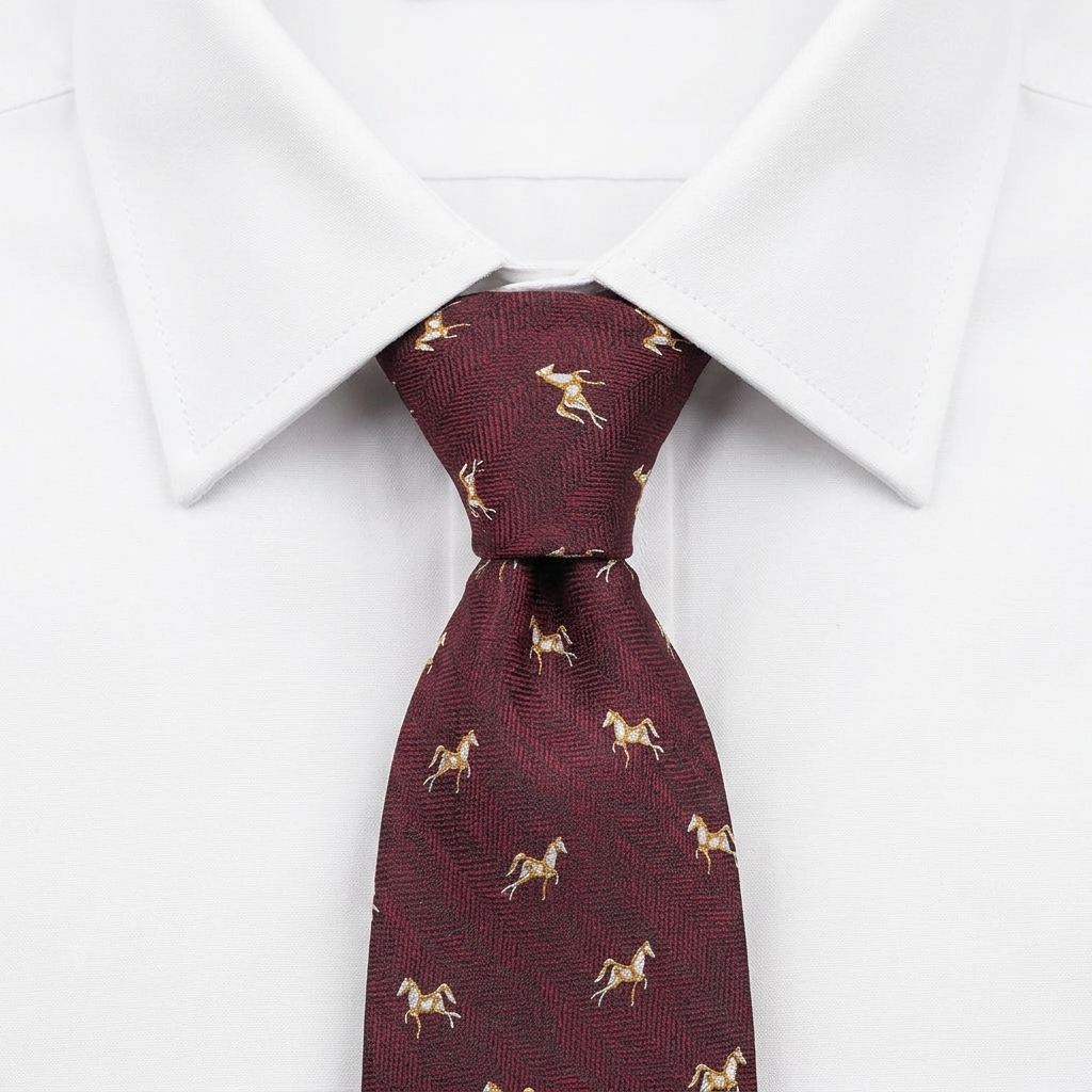 Corbata Caballos Roja estilo camisa